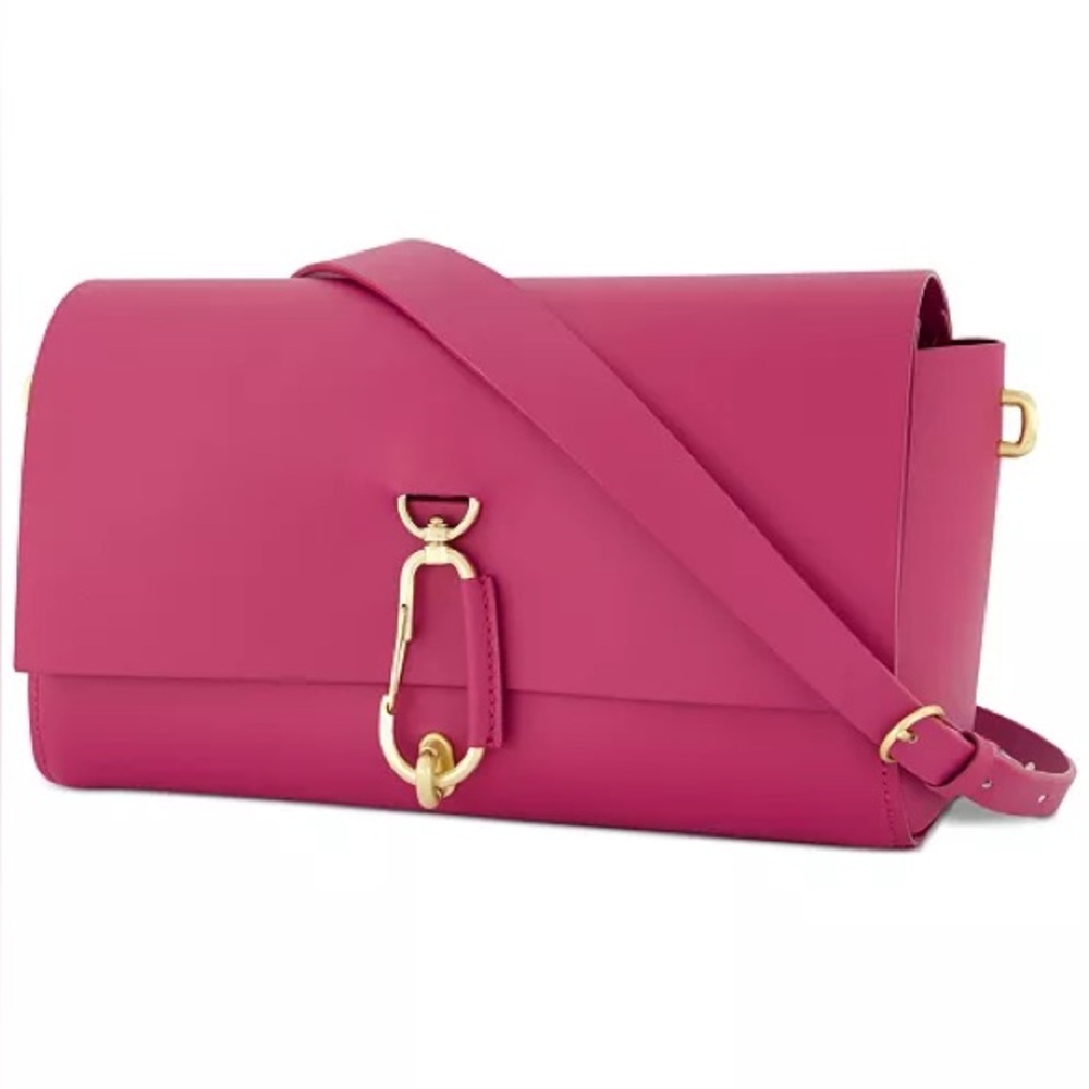 ZAC POSEN Belay Baguette Leather Shoulder Bag Pink